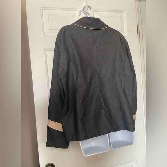 Devine Denim NY Womans Charcoal Gray Swirl Jacket Size 16W Rhinestone Zip Plus - Picture 6 of 9